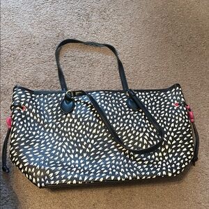 Betsey Johnson Black and Cream Tote with Pink Accents